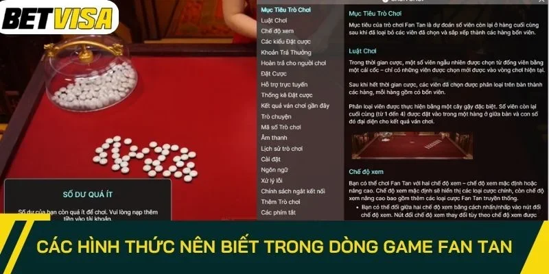 Các hình thức nên biết trong dòng game Fan Tan